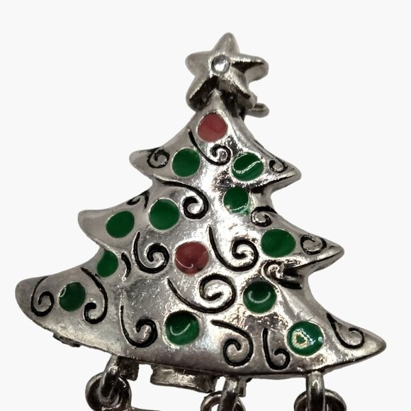 Christmas Tree Brooch Pin Celebrate Charm Stocking Dangle Holiday Pinback - Picture 2 of 5
